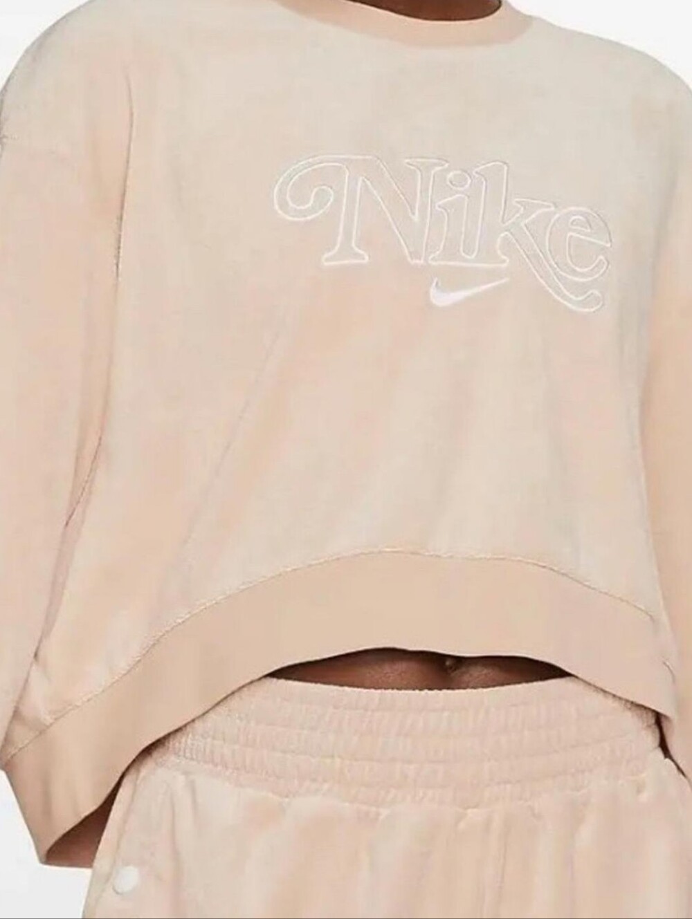Nike Beige/Pink Script Logo Crewneck Sweatshirt NWT